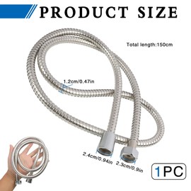 Shower Hose 1.5 m with 11 mm Large Bore, Stainless Steel Shower Hose Universal with Twist Protection, High Pressure Shower Hose Flexible, Leak-Proof Shower Hose Replacement for Bath and Shower