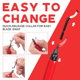 Deburring Tool, reamer tool, Deburrer Metal Handle with16 pcs HSS Blades, 360 Degree Rotatable Pen Reamer Burr Remover for 3D Prints, Pipe, Plastic, Aluminum, Copper, PVC and Steel