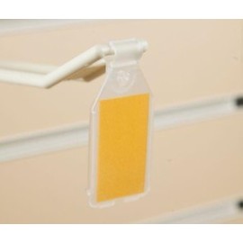 Pos Display Shop Swing Tag Euro Hook EPOS Price Ticket Label Holders - Clear Plastic (100, 25mm Wide x 38mm High)