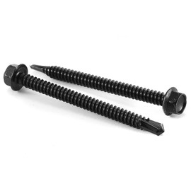 #14 x 3" Sheet Metal Screws 100PCS 410 Stainless Steel Hex Washer Head Tek Screws Fast Self Tapping Screws Black Oxide by SG TZH