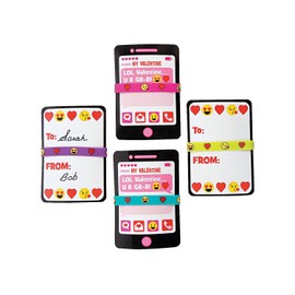 Fun Express - Valentine Emoji Bracelet Exchange for Valentine's Day - Jewelry - Bracelets - Rubber Bracelets - Valentine's Day - 24 Pieces