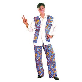Bristol Novelty AC323 Flower Power Hippy Costume set | For Men | Printed Man, Multicolor, 42-44-Inch