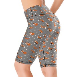 MOLIAN Foxes Cartoon Animal High Waist Yoga Pants Tummy Control Stretch Spandex Workout Fifth for Women XX-Large