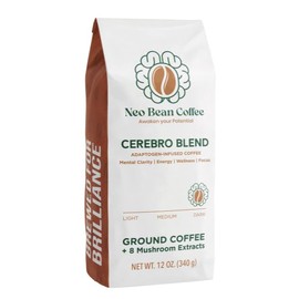 Neobean Cerebro Blend 12 oz Bag - Freshly Roasted Specialty Coffee with 8 Adaptogen Mushrooms - Mushroom Coffee