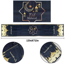 13inX71in Ramadan Decoration for Table Muslim Moon Linen Table Mat Indoor Outdoor Home Dining Room Decoration Festive Home Party Retro Decoration