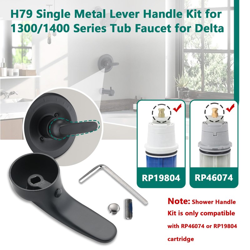 RAINREVIVE Repalcement Shower Handle, Compatible for 1300/1400 Series Tub Faucet