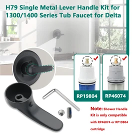 RAINREVIVE Repalcement Shower Handle, Compatible for 1300/1400 Series Tub Faucet for Delta, H79 Single Metal Lever Handle Kit, Matte Black