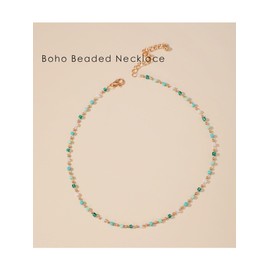 Beaded Necklace for Women Boho Beaded Necklace Western Beaded Choker Necklace Summer Beach Necklace Jewelry Gift for Girls