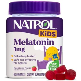 Natrol Kids Gomitas de Melatonina para nios, de 4 aos en adelante, 60 gomitas sabor frutos rojos. Melatonina para dormir                              