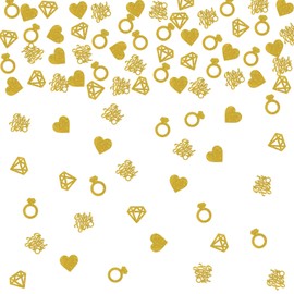 Helewilk She Said Yes Confetti, Just Engaged, Happy Engagement Proposal Party Supplies Favor, Gold Glitter Diamond Ring Table Decorations Scatters, 120 Pcs