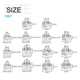 METALLIXITY Hex Nuts Assortment Kit (M2 M2.5 M3 M4 M5 M6 M8#2-56#4-40#6-32#8-32#10-24 1/4"-20 3/8) 240Pcs, 304 Stainless Steel Hexagon Nut Hardware