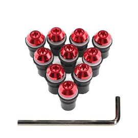 Pack of 10 M5 x 16 mm Motorcycle Windshield Mounting Screws, Fairing Screws Motorcycle and a Wrench Suitable for All Motorcycles with Windscreens of Size M5 (Red)