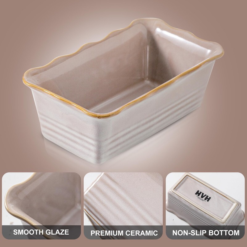 HVH Ceramic Loaf Pan for Baking Bread, Rectangular Baking Bread