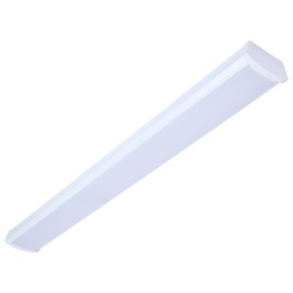 Satco 65-1211 4FT LED Ceiling Wrap Light, 39W, CCT Selectable 2700K–5000K, 3400 Lumens, 120-277V, White Steel Housing, Polycarbonate Lens, Non-Dimmable, Damp Rated
