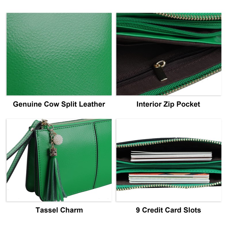 befen Genuine Leather Wristlet Clutch for Women Ultra-Slim Ladies Credit