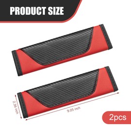 Zikefest 2PCS Car Seat Belt Cover, Leather Car Seat Belt Cover Pad, Soft Carbon Fiber Seatbelt Shoulder Protection Pads, Protect Your Neck and Shoulder, Universal for Auto, SUV, Truck (Red)
