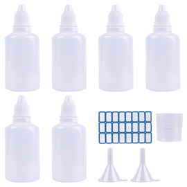 BOKFJBP 6 Pack 50ml/1.76oz Plastic Dropper Bottle, Empty Squeezable Eye Translucent Bottles Small Squeeze Eye Liquid with Label Funnel Measuring Cup for Home Work Travel