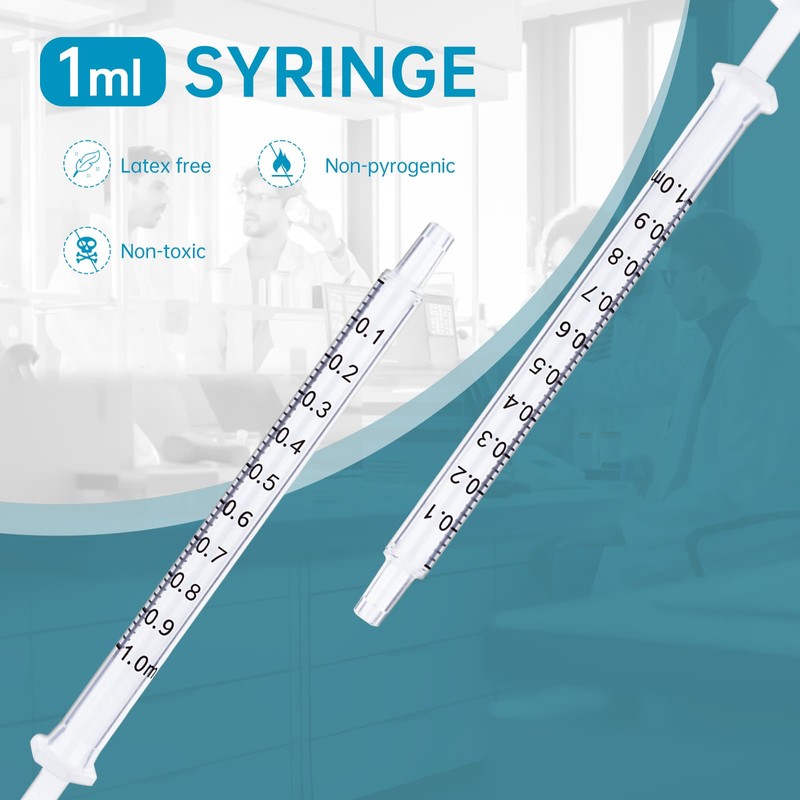 Gufastoe 50pcs 1ml Plastic Syringes with Caps Without Rubber Stopper