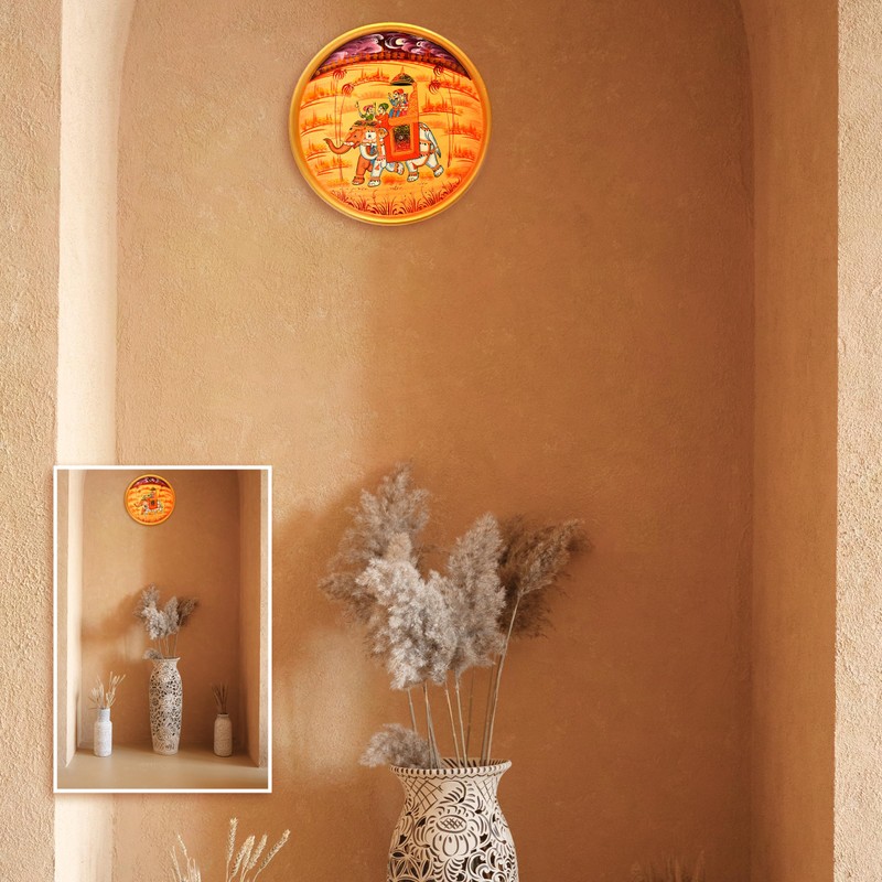 Hand Painted Decorative Wall Plate Round Display Wooden Plate Home