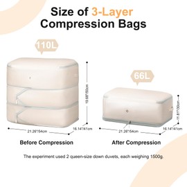 DIMJ 3Layer Space Saver Bags - Ultra Compression Storage Bags for Duvet, Blanket, Compress 110L to 66L, Machine Washable Nylon Bags for Dorms Travel Moving, Clear Window Dual Handles, 2 Labels, 2 Pack