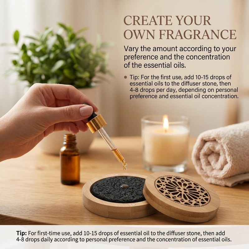 Passive Essential Oil Diffuser Stone, Small Lava Rock Diffuser Set
