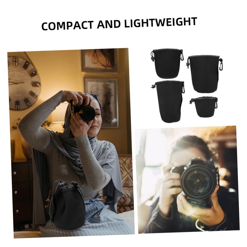 CIYODO 4pcs Camera Lens Pouch Durable Neoprene Storage Bag for