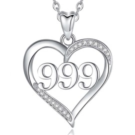 INFUSEU Angel Number Chain, 925 Silver Multicoloured Pendant Number Angel Lucky Number Charm Necklace 111 222 333 444 555 666 777 888 999 Lucky Pendant Choker Jewellery for Women, Sterling Silver