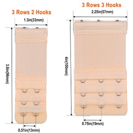 Tiousoni 6 Pieces Women's Bra Extenders 2 Hook / 3 Hook Comfortable Stretchy Bra Extension Strap (Black, White, Nude)