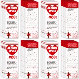 Bible Bookmarks Religious Valentines Christian Books of Bible Bible Verse Prayer Scripture Reading Jesus Loves You Bookmarks Gospel Tracts for Sunday School Office (Jesus Loves You 1, 120)