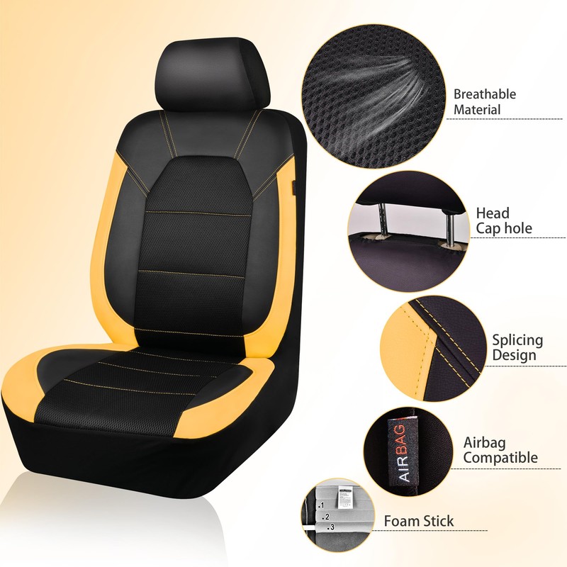 CAR PASS Leather Seat Covers, Breathable Universal Car Seat Cover