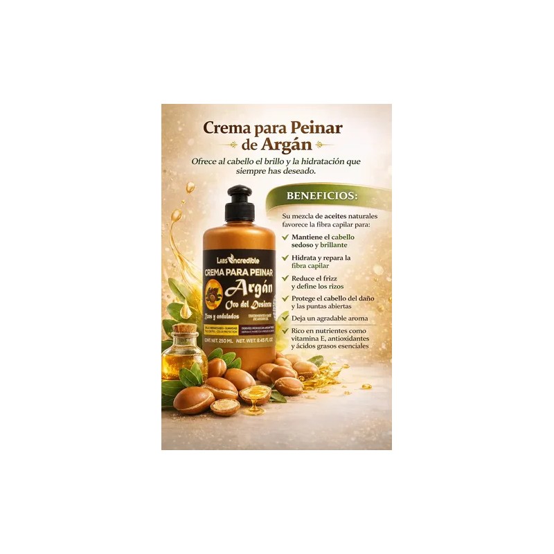 Crema Peinar Rizos Definidos Aceite De Argan Original 250ml