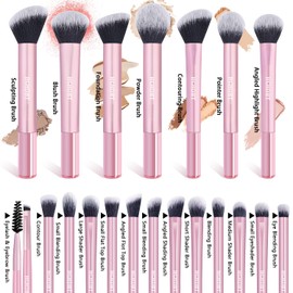 57Pcs Pink Makeup Brushes Set Professional with Case Premium Synthetic for Foundation Concealer Blush Eye Shadow Powder Eye & Face Make up Brush Kit with Beauty Blender Sponge Set Tools