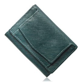 ST-SW3 Tri-Fold Wallet, Men's, Mini Wallet, Genuine Leather, Compact, Women's, Saffiano Leather, Small, Large Capacity, navy