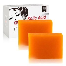 Kojic Acid Soap, Kojie Acid Lightening Soaps für dunkler Flecken, Akne und Mitesser, Kojisäure Seife für Gesicht und Körper, Tiefenreinigung Kojisäure-Seife für alle Hauttypen, 65g x 2 Bars