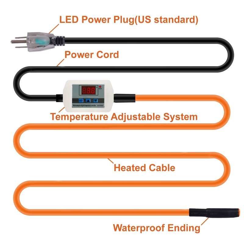 Cupohus 15FT Self-Regulating Heat Tape for Water Pipes with Digital