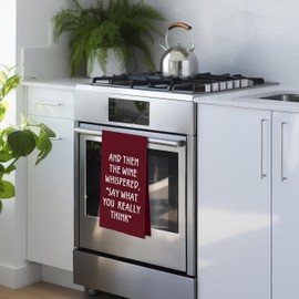 Geqtt Wine Lovers Dish Towel - Funny Wine Gifts Decorative Waffle Weave Kitchen Towels, Wine Lover Gifts for Women Tea Hand Towel, 16×24 Inches (Red)