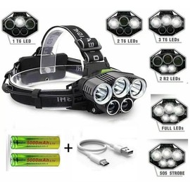 Rechargeable 5 LED Headlamp Headlight Flashlight for Outdoor Camping Hiking Fishing Hunting Running Car Repair - Hands-Free Convenience