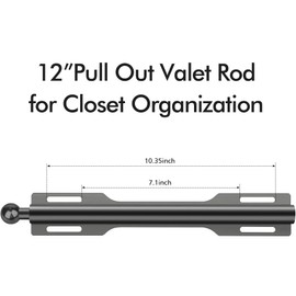 FIRJOY 12" Valet Rod for Closet Pull Out (1 Pack, Black)