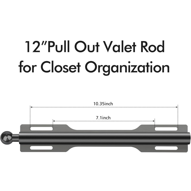 FIRJOY 12" Valet Rod for Closet Pull Out (1 Pack,
