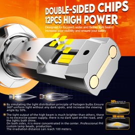 WAIXINGREN H8 H9 H11 LED Headlight Bulb 120W 32000LM Super Bright 6500K White with Fan, H11 Headlight Bulb with Upgraded Intelligent Driver, IP65 Waterproof, Plug and Play, Pack of 2 (H8/H9/H11)