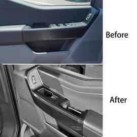 Keptrim for 2021-2024 Ford F-150 Interior Accessories Front Door Handles Trim Covers, ABS Carbon Fiber, 2pcs