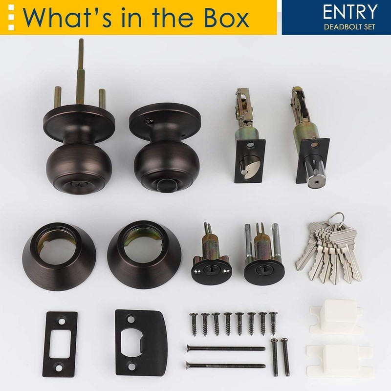 Brotima 3 Pack Keyed Alike Door Knob with Double Cylinder