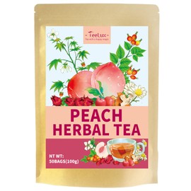 TeeLux Peach Herbal Tea Bags 50 Count, Vegan, Natural Peach & Orange & Herbs, Caffeine Free, Delicious Fruit Herbal Tea, Biodegradable Tea Bags