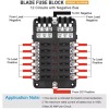 LLK 12-Way Blade Fuse Box Block Holder LED Indicator 6