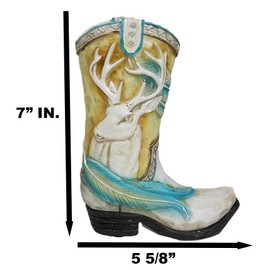 Ebros Gift Rustic Country Western Elk Stag Deer Buck Antlers with Dreamcatcher Feather Cowboy Boot Decorative Piggy Coin Money Bank Jar Container Figurine
