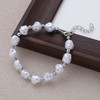 Sttiafay Pearl Beaded Chain Bracelet White Baroque Pearl Bracelet Silver