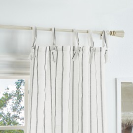 Martha Stewart Laguna Stripe Semi-Sheer Tie Tab Window Curtain Panel Pair, 84", Blue