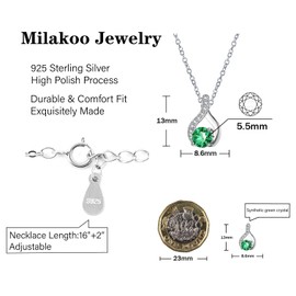 MILAKOO May BIrthstone Pendant Necklace S925 Sterling Silver for Women Link Charms Choker for Mom Gifts