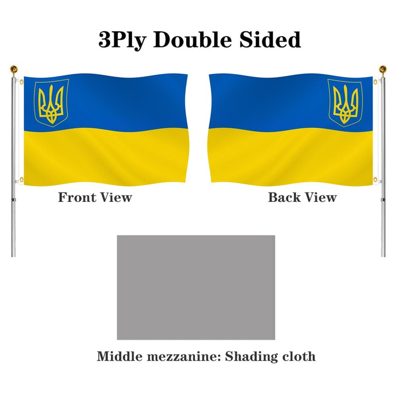 Hypoth Double Sided Ukraine Trident Flag 3x5 FT Outdoor- UV