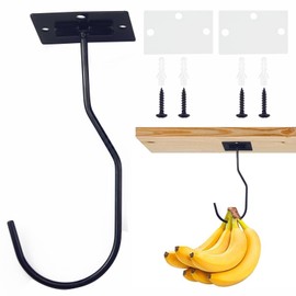 BJUTYEU Self-Adhesive Banana Hook, Grape Hook, Kitchen Banana Hanger, Keep Bananas Fresh Under The Cabinet, with Magnetic Absorption Storage Perfect Design 1 Pieces Black